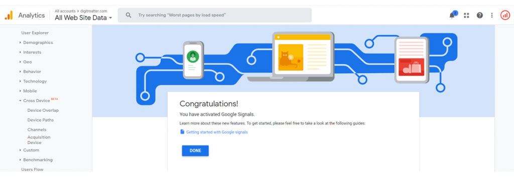 cross device google signal trong tiếp thị lại google analytics bước xác nhận